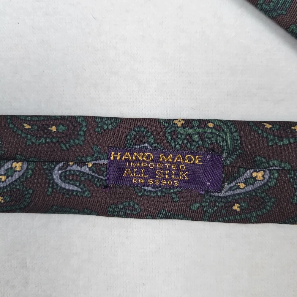 Alan Flusser Luxury Paisley Brown & Purple Necktie 100% Silk Hand‎ Made
